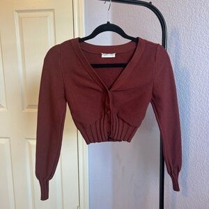 Urban Outfitters Red Long Sleeve Button Up